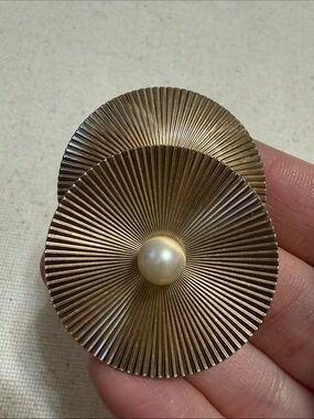 Sterling Napier Radiant Disc with Pearl Accent Brooch